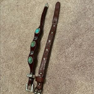 Brown leather bracelets with stone accents